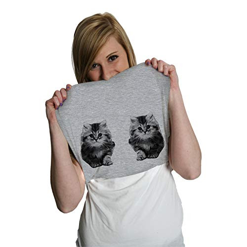 Womens Ask Me About My Kitties Flip T Shirt Funny Face Cat Mom Gift Cool Tee -Light Heather Grey- - L