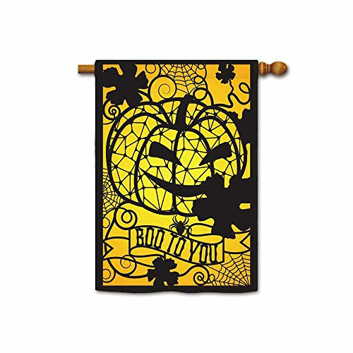 KafePross Jack O Lattern and Spiderwebs Decorative Boo to You House Flag 28"x40"