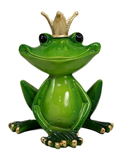 Ebros Gift Kiss A Frog Prince Charming with Crown Decorative Figurine 4.5" H Collectible Frogs Toad Toads Royalty Fairy Tale Sculpture