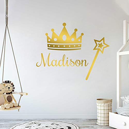 Multiple Font Princess Decor - Personalized Name Princess Wall Decal - Nursery Baby Girl Decoration - Mural Wall Decal Sticker for Home Interior Decoration Car Laptop -M382V2-