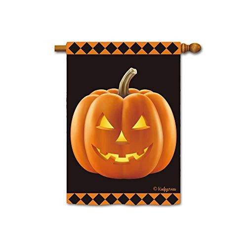 KafePross Jack O Lattern Decorative Scary Halloween House Flag Geometry Pattern Pumpkin Deocr Banner 28"x40" Print Both Sides