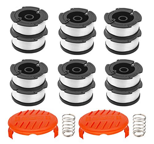 LesinaVac Weed Eater Spool Replacement Parts for Black and Decker AF-100 with String Trimmer Spool Refills Line 30ft 0.065" 12 Replacement Spools 2 Spool Cap and  Spring