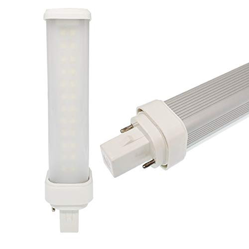 2pcs 9W G24d 2P LED Bulb E-Simpo Horizontal Recessed 6.2"-158mm 800-1000lm 2U Retrofit CFL PL-C 18W Equivalent 180D Beam Pin Base LED Plug-in Bulb -Need Remove Ballast- -Daylight G24d 2Pin 21mm-