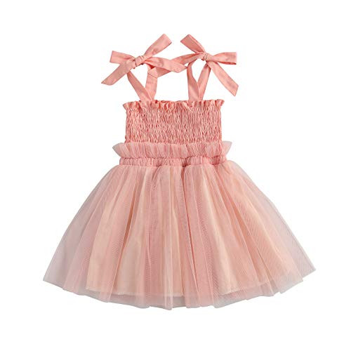 Infant Toddler Baby Girl Summer Clothes Halter Sleeveless Tulle Tutu Dress Strap Princess Party Dresses Outfits -Pink 12-18 Months- Infant Toddler Baby Girl Summer Clothes Halter Sleeveless Tulle Tutu Dress Strap Princess Party Dresses Outfits -Pink 12-18 Months-