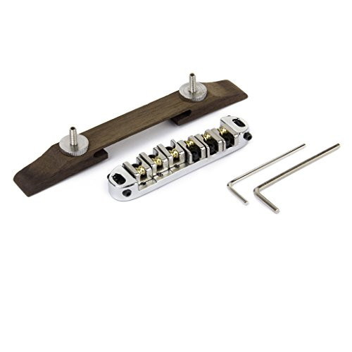 YIJU Archtop Jazz Guitar Roller Saddle Bridge with Rosewood Base Parts  and  L Wrench
