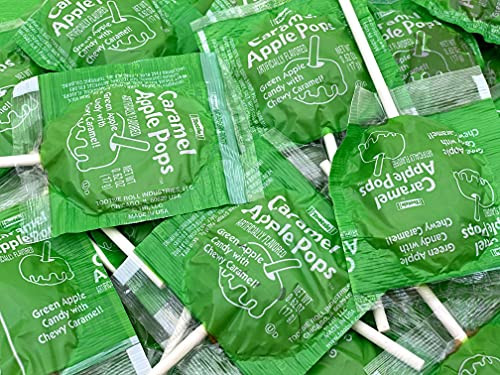 CrazyOutlet Tootsie Caramel Apple Pops Green Apple Hard Candy with Chewy Caramel - Bulk 2 lbs