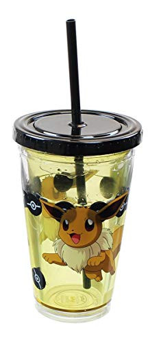 Pokemon Eevee 18oz Carnival Cup w- Floating Confetti Pokeballs