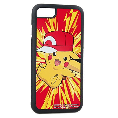 Buckle-Down Cell Phone Case for iPhone 6 - Pikachu Smiling Jump Kalos Hat Pose/Lightning Bolts FCWood Red/Yellows - Pokemon