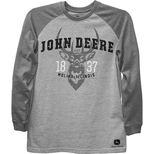 John Deere boys Tee T Shirt Heather Gray L 14 16 US