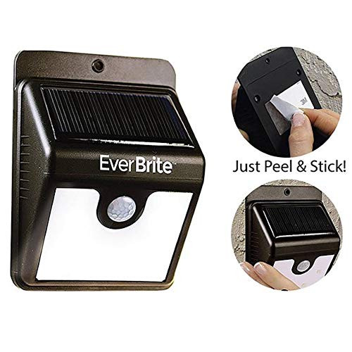 ONTEL Ever Brite Motion Activated Solar Power Outdoor LED Light  No Tools Required, Peel and Stick, Black  As Seen On TV