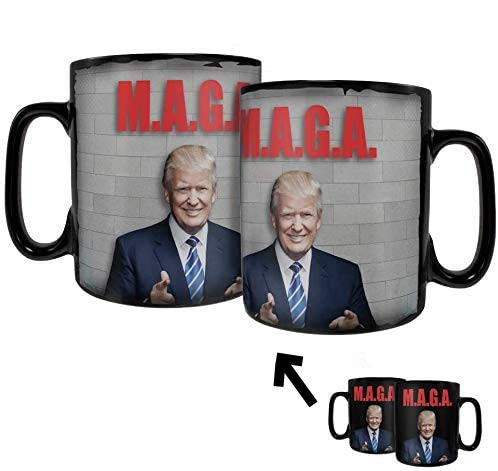 Donald Trump MAGA Wall Building Heat Reveal Ceramic Coffee Mug Cup - 15 ounces
