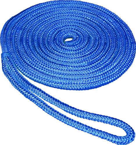SeaSense Double Braid Nylon Dock Line, Blue, 25-Foot X 3/8-Inch, White