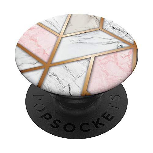 Pretty Pink White Grey Geometric Design PopSockets PopGrip- Swappable Grip for Phones  and  Tablets