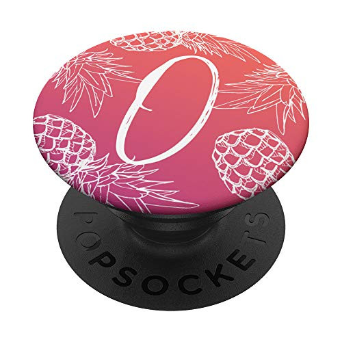 Pineapple With Initial O Coral Pink Gradient ~ Letter O PopSockets Grip and Stand for Phones and Tablets