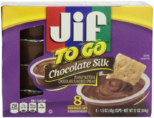Jif To Go Chocolate Silk Peanut Butter and Chocolate Flavored Spread, 12 Ounce (Pack of 6)