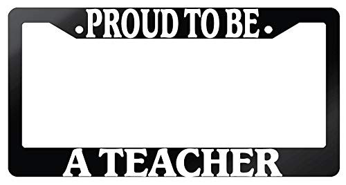 Proud to Be A Teacher -Design K- Glossy Black Plastic License Plate Frame DG