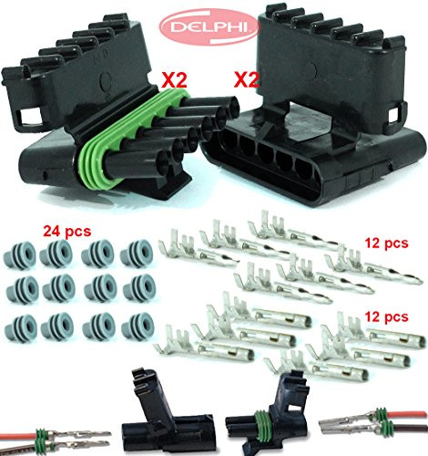 Delphi Packard 2 Completed Set -6 Circuits- Weatherpack Waterproof Terminal Kit 14 16 AWG