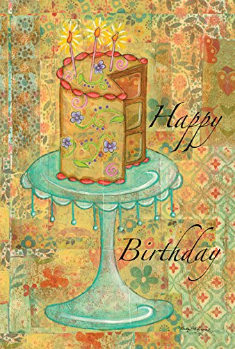 Toland Home Garden Patchwork Happy Birthday Cake 28 x 40 Inch Decorative Party House Flag
