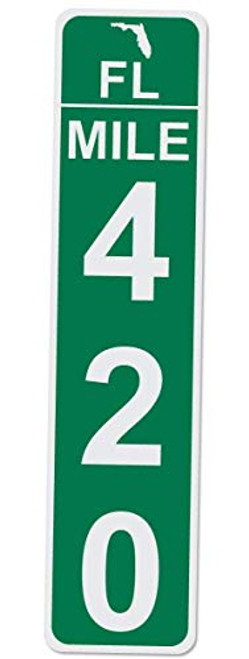 Applicable Pun Florida Mile Marker 420-17 Inches Tall by 4 Inches Wide Aluminum Sign -Green-