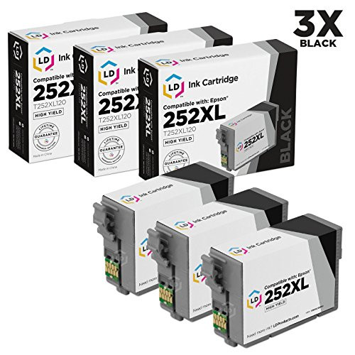 LD Remanufactured Ink Cartridge Replacements for Epson 252XL T252XL120 High Yield (Black, 3-Pack) LD Remanufactured Ink Cartridge Replacements for Epson 252XL T252XL120 High Yield (Black, 3-Pack)