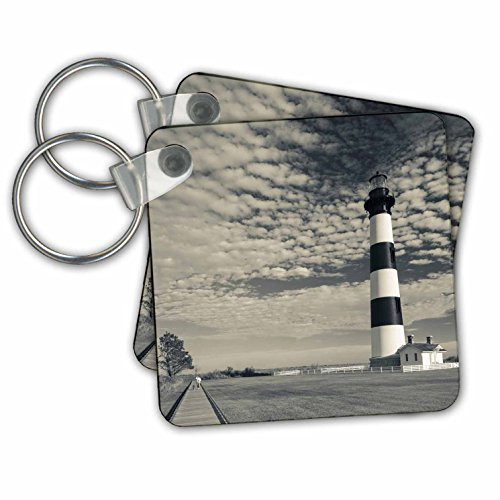 Danita Delimont - Lighthouse - North Carolina, Outer Banks, Bodie Island Lighthouse. Sepia - Key Chains - set of 2 Key Chains (kc_231437_1)
