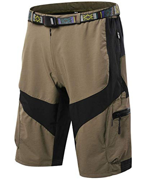 BOZASY Men's Outdoor Lightweight Hiking Shorts Lightweight Quick Dry Sports Cargo Shorts with Zipper Pockets-Khaki L-