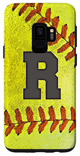 Galaxy S9 Softball Phone Case with letter R Softball Player Name Gift Case