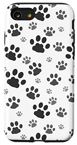 iPhone SE -2020- - 7 - 8 Cute Dog Paw Pattern Gift Case Puppy Lover Black White Print Case