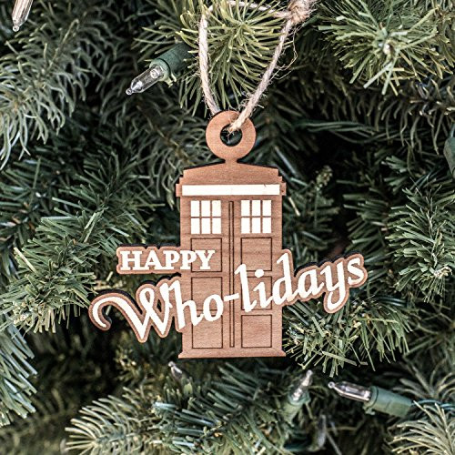 Ornament - Happy Who-lidays - Raw Wood 4x3inn - Raw Wood 2x3in
