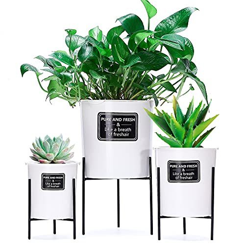 Self Watering Planter with Plant Stand 3 Pack Plastic Automatic-Watering Planter Flower Pot Plant Pot for All House Plants Succulents Herb African Violets