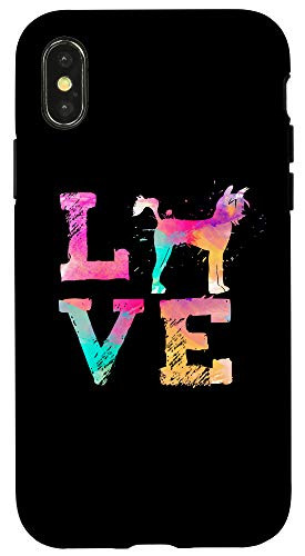 iPhone X-XS Colorful Chinese Crested Dog Love-r for Dad and Mom Black Case