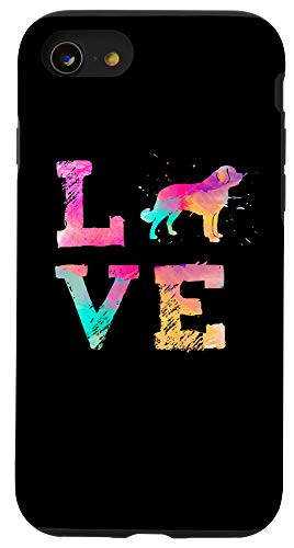 iPhone SE -2020- - 7 - 8 Colorful Saint Bernard Dog Love-r for Dad and Mom Black Case