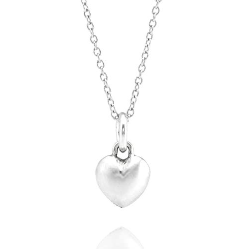 Sterling Silver Tiny Heart Charm Necklace 18" -tiny size-
