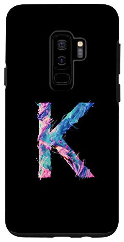 Galaxy S9 plus Cool Modern Letter K Abstract Paint Pattern on Black AAN012k Case