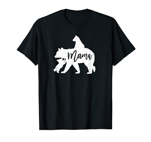 Mama Bear 2 Baby Bear Cubs Playing Riding on Back T-Shirt T-Shirt