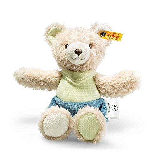 Steiff Friend Finder Teddy Bear Plush Animal Toy, Cream/Green/Petrol