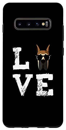 Galaxy S10 plus Great Dane Dog Love-r for Dog Dad with Sunglasses Black Case