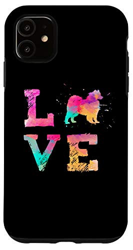 iPhone 11 Colorful Samoyd Dog Love-r for Dad and Mom Black Case