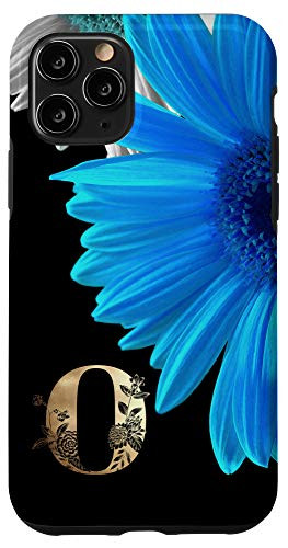 iPhone 11 Pro Initial O Monogram Blue Daisy Flower Phone Case