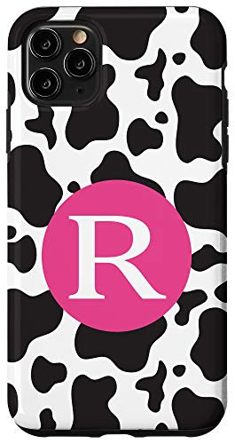 iPhone 11 Pro Max Cute Letter R Initial Monogram Name Cow Print Pattern Gift Case