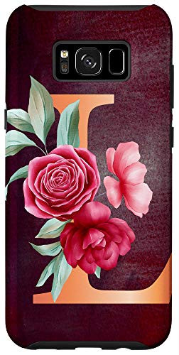 Galaxy S8 plus Letter L Alphabet Pink Flower Monogram Case