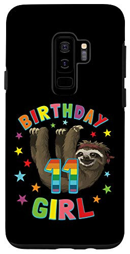 Galaxy S9 plus Girl 11th Birthday Sloth 11 Year Old B-day Party Kids Case