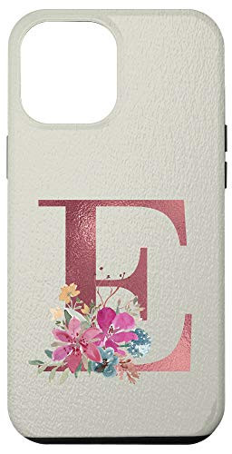 iPhone 12 Pro Max Initial E Monogram Illustrated Floral Watercolor Art Phone Case
