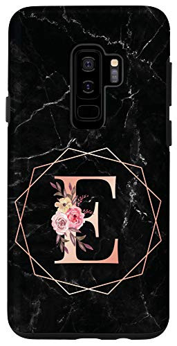 Galaxy S9 plus Initial Letter E Monogram Rose Pink Flower Personalized Gift Case