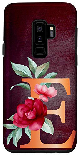 Galaxy S9 plus Letter E Alphabet Pink Flower Monogram Case
