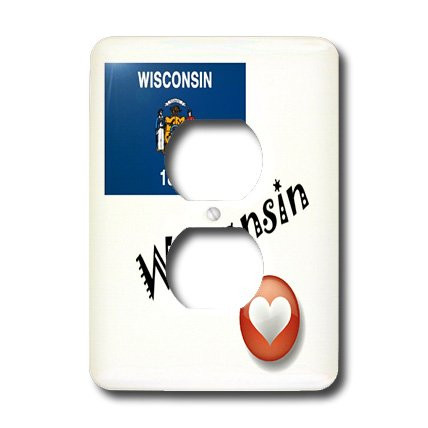 3dRose lsp_7217_6 I Love Wisconsin 2 Plug Outlet Cover Multicolor