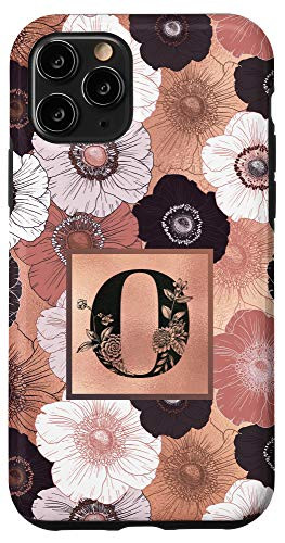iPhone 11 Pro Initial O Monogram Illustrated Art Poppy Pattern Phone Case