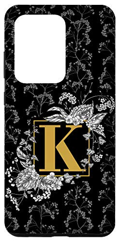 Galaxy S20 Ultra Letter K Initial Monogram Illustrated Floral Pattern Phone Case