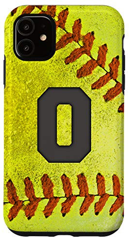iPhone 11 Softball Phone Case with letter O Softball Player Name Gift Case