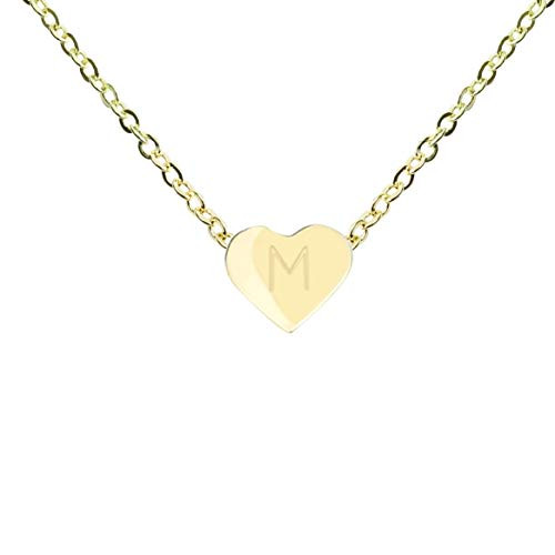 Gold Initial Necklace Gifts for Her Personalized Necklace Heart Necklace - FHN -M-